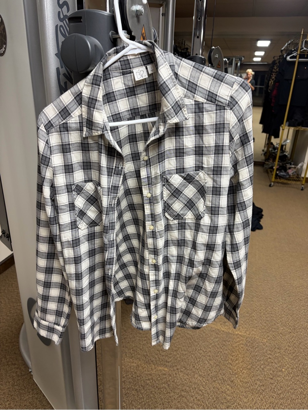 bp Black and White Plaid Button-Down Shirt
